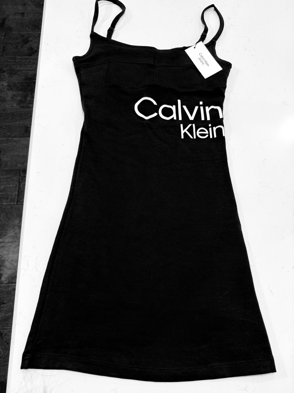 Calvin Klein Black Logo Slip Mini Dress